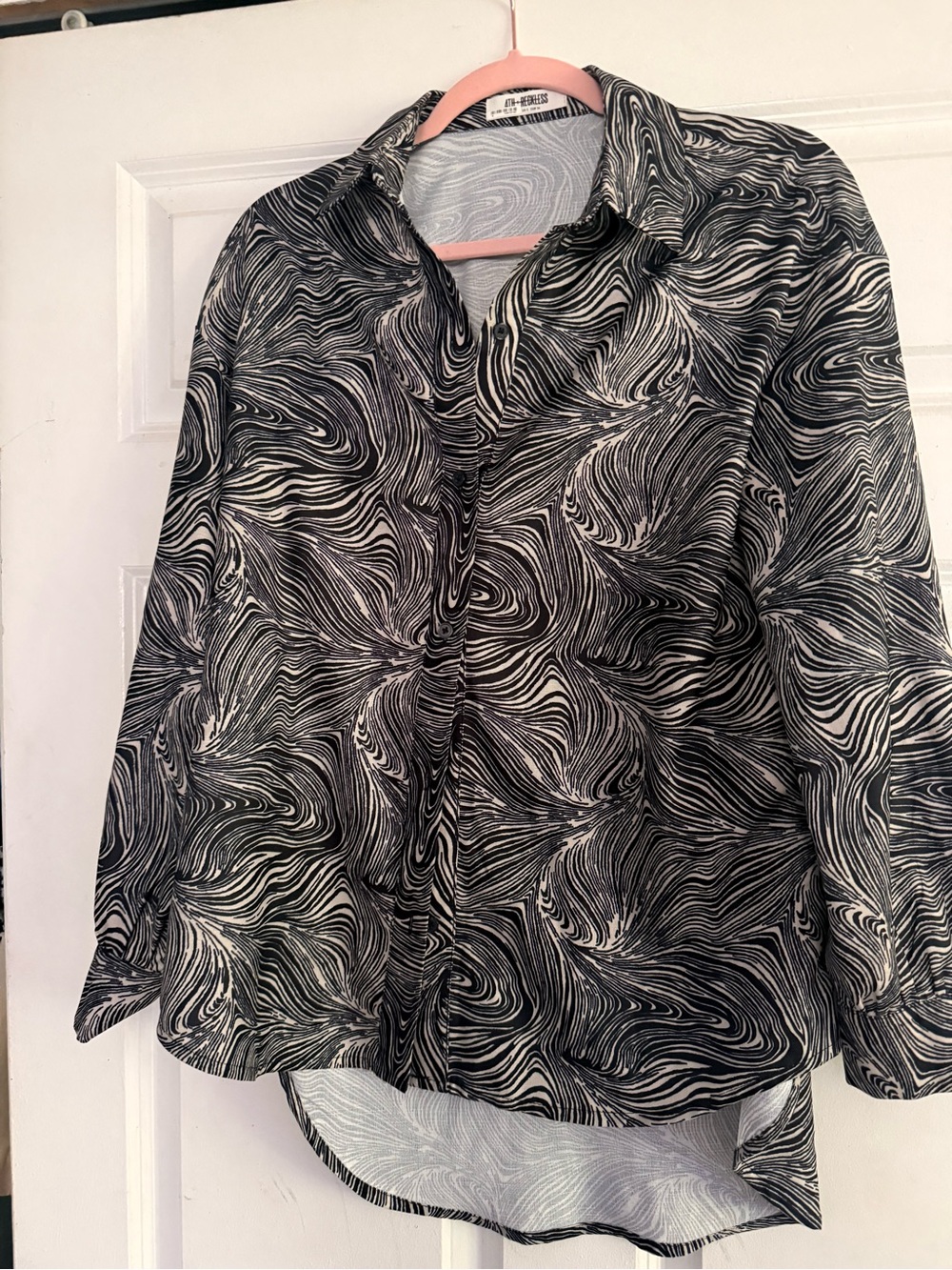 4TH & RECKLESS Black & White Swirl Button-Up Shirt